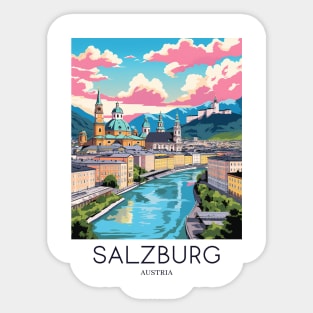 A Pop Art Travel Print of Salzburg - Austria Sticker